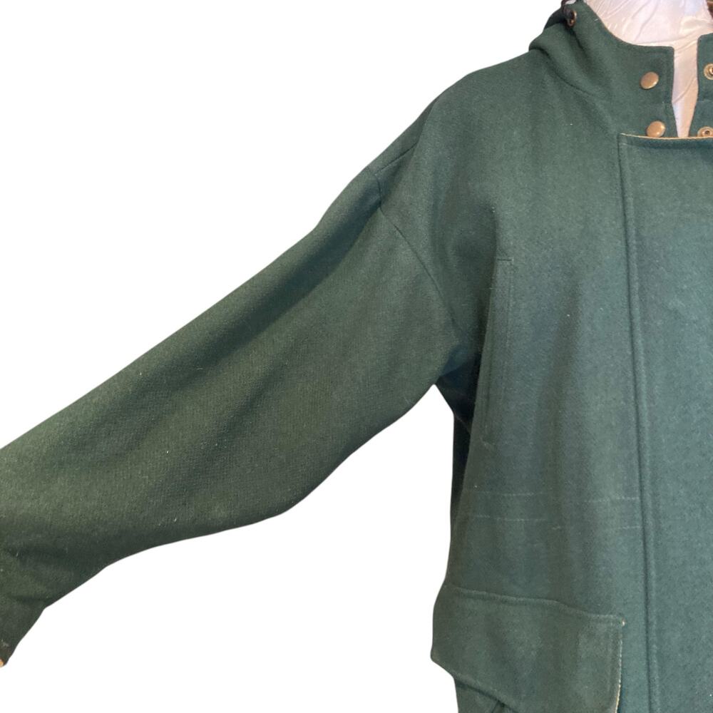 Vintage Forest Green Wool Toggle Duffle Coat Women’s Large Hooded Academia - Picture 12 of 16
